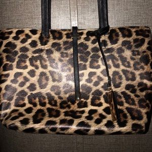 Vince Camuto Leopard Print Small Saffiano Tote
